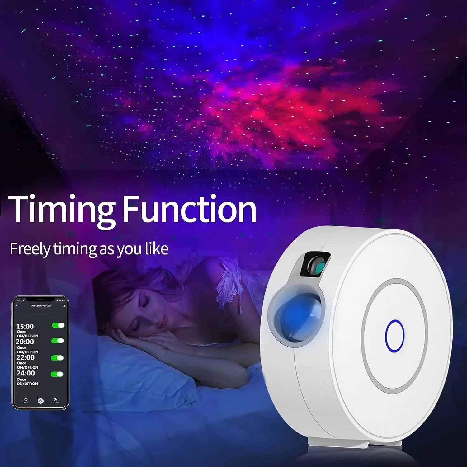 Smart Galaxy Star Projector – White Edition